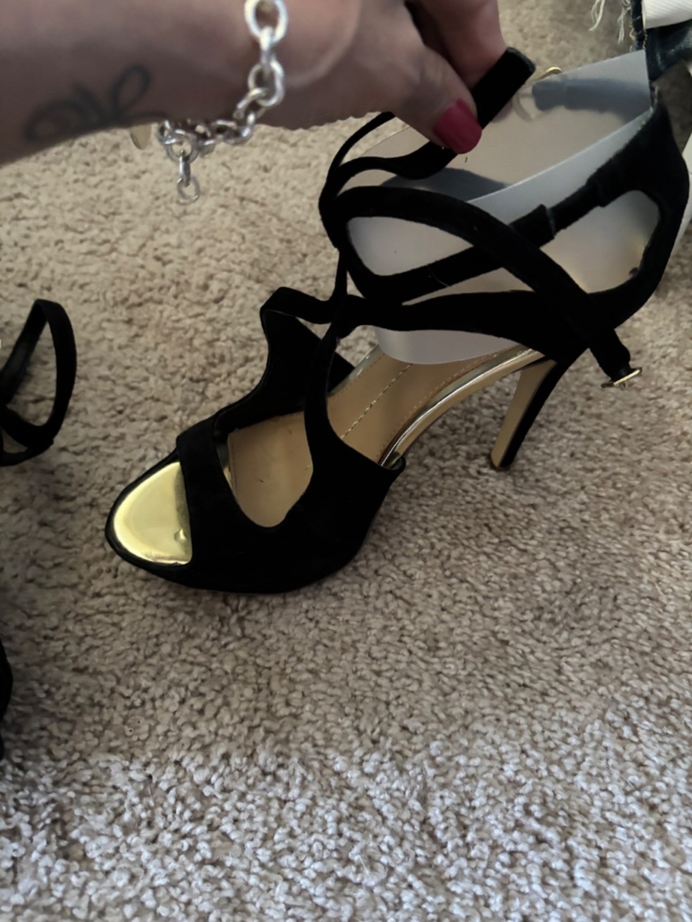 Dolce Vita Black Lace Up Stiletto Heels - Picture 5 of 13